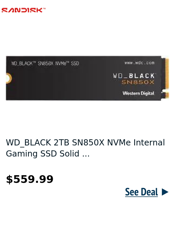 WD_BLACK 2TB SN850X NVMe Internal Gaming SSD Solid ...
