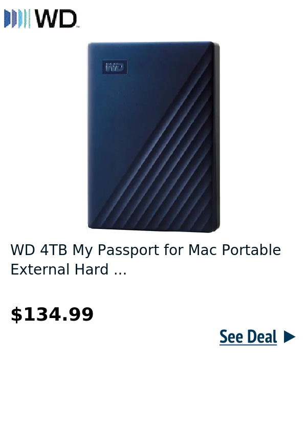 WD 4TB My Passport for Mac Portable External Hard ...