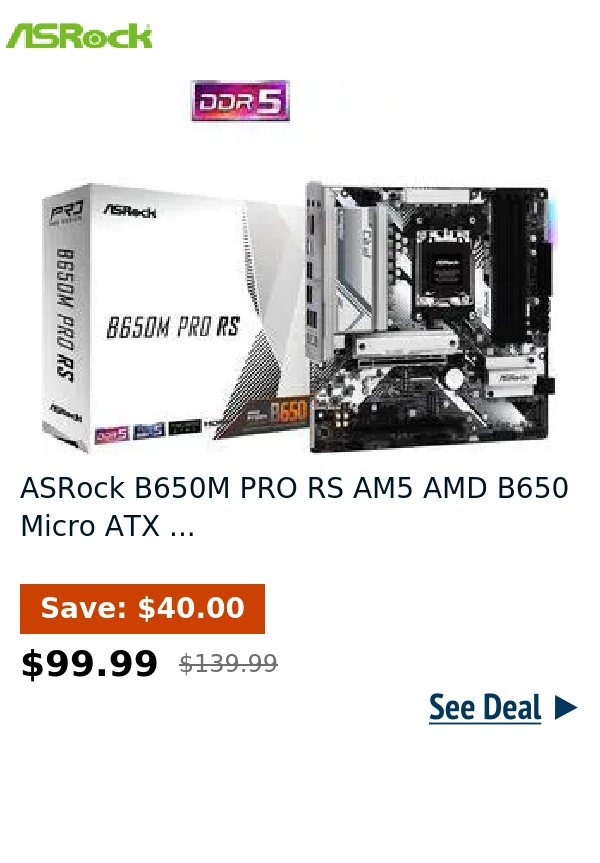 ASRock B650M PRO RS AM5 AMD B650 Micro ATX ...