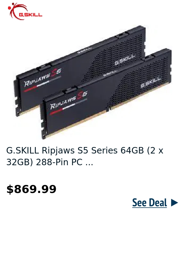 G.SKILL Ripjaws S5 Series 64GB (2 x 32GB) 288-Pin PC ...