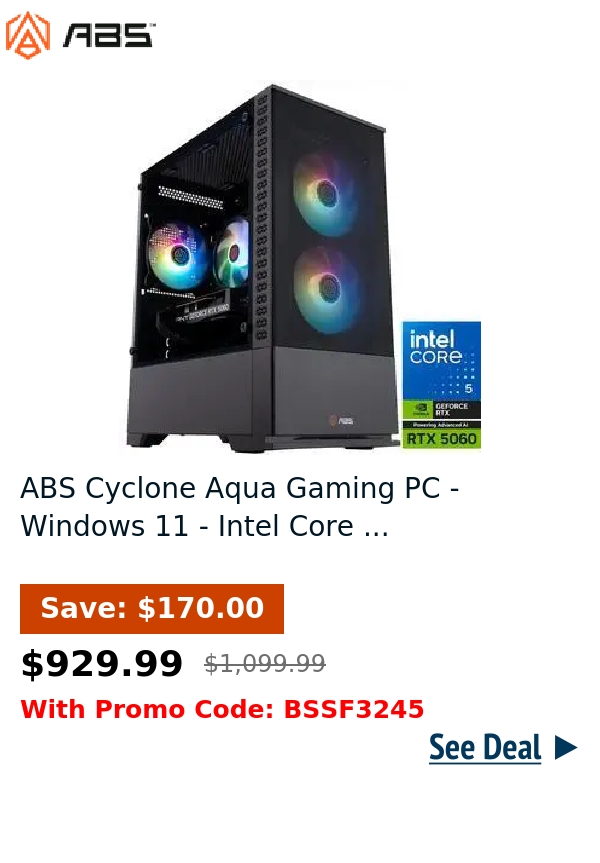 ABS Cyclone Aqua Gaming PC - Windows 11 - Intel Core ...