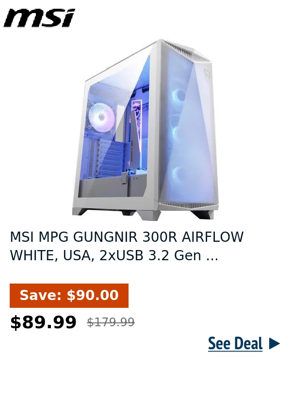 MSI MPG GUNGNIR 300R AIRFLOW WHITE, USA, 2xUSB 3.2 Gen ...
