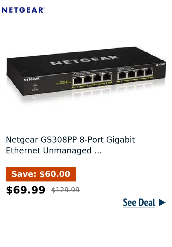 Netgear GS308PP 8-Port Gigabit Ethernet Unmanaged ...