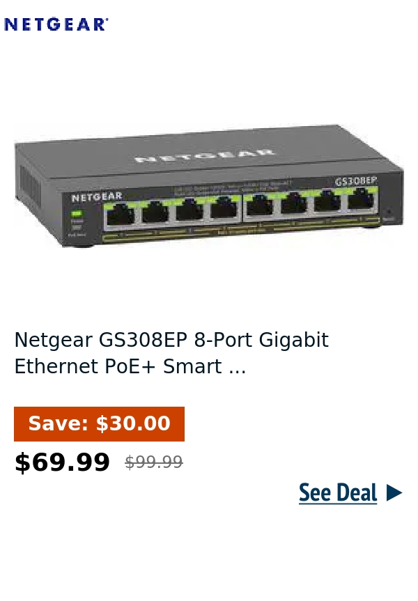 Netgear GS308EP 8-Port Gigabit Ethernet PoE+ Smart ...
