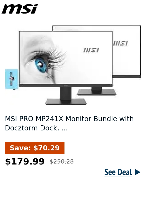 MSI PRO MP241X Monitor Bundle with Docztorm Dock, ...