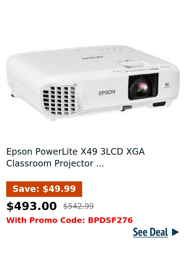 Epson PowerLite X49 3LCD XGA Classroom Projector ...