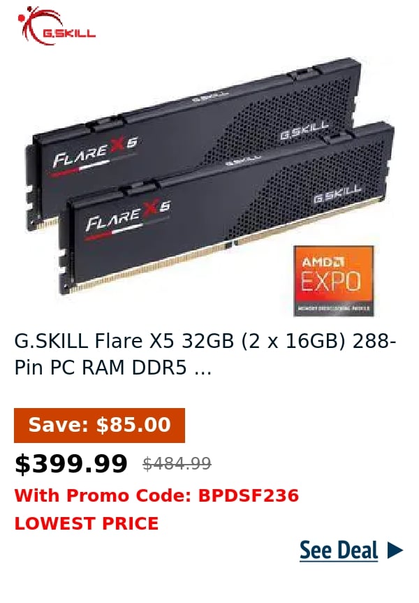 G.SKILL Flare X5 32GB (2 x 16GB) 288-Pin PC RAM DDR5 ...