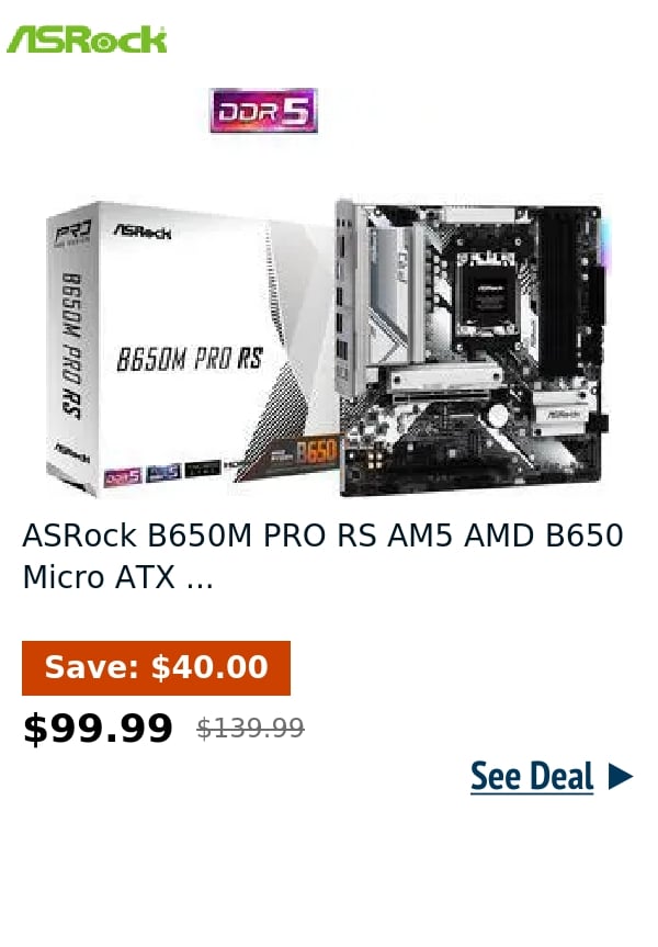 ASRock B650M PRO RS AM5 AMD B650 Micro ATX ...