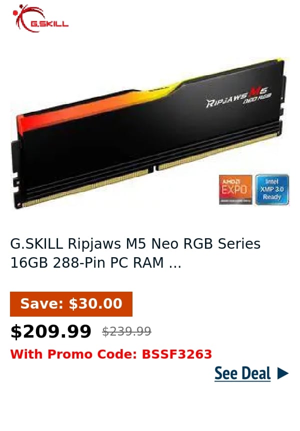 G.SKILL Ripjaws M5 Neo RGB Series 16GB 288-Pin PC RAM ...