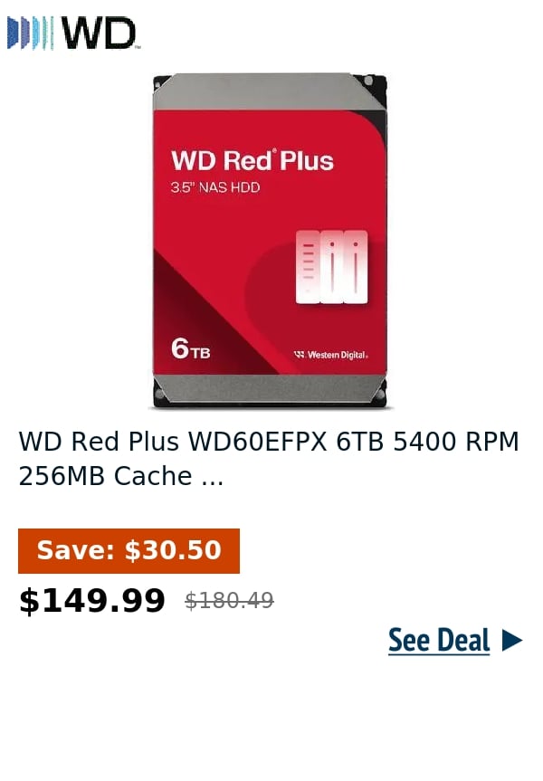 WD Red Plus WD60EFPX 6TB 5400 RPM 256MB Cache ...