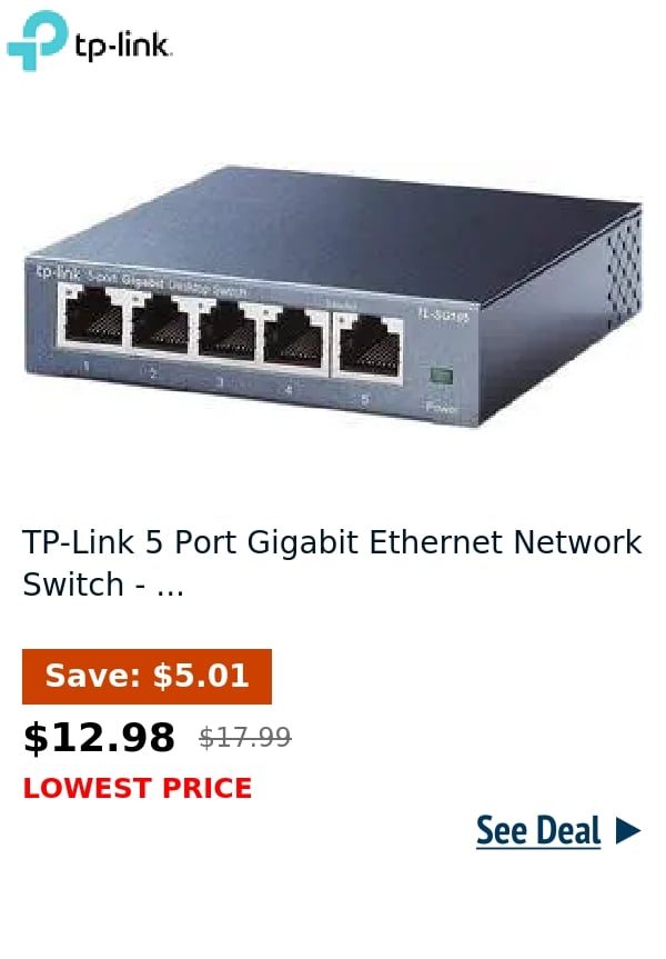 TP-Link 5 Port Gigabit Ethernet Network Switch - ...
