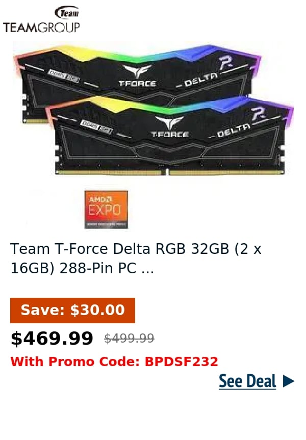 Team T-Force Delta RGB 32GB (2 x 16GB) 288-Pin PC ...
