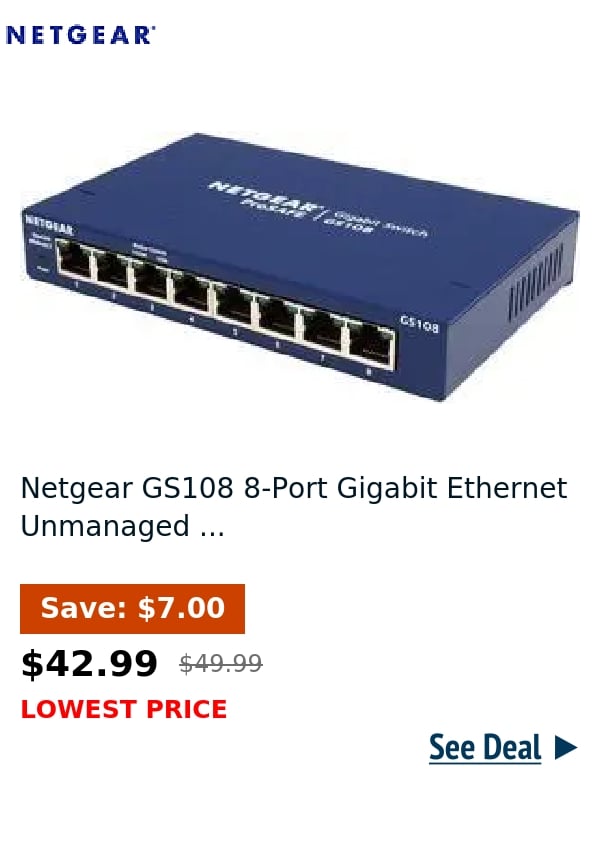 Netgear GS108 8-Port Gigabit Ethernet Unmanaged ...