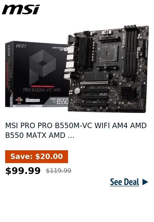 MSI PRO PRO B550M-VC WIFI AM4 AMD B550 MATX AMD ...