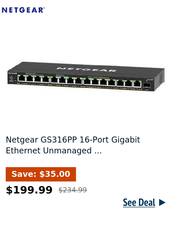 Netgear GS316PP 16-Port Gigabit Ethernet Unmanaged ...
