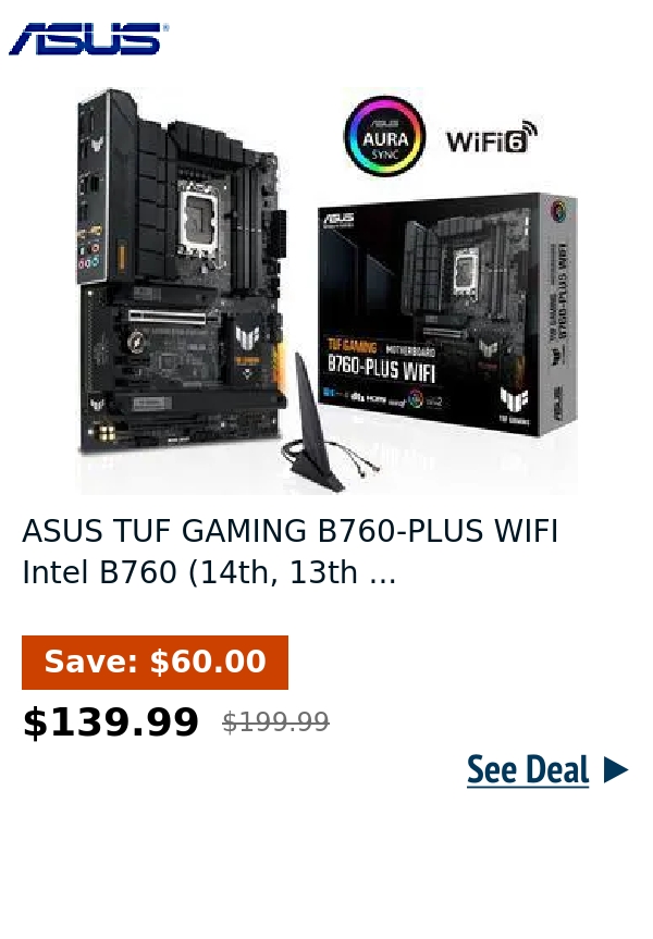 ASUS TUF GAMING B760-PLUS WIFI Intel B760 (14th, 13th ...
