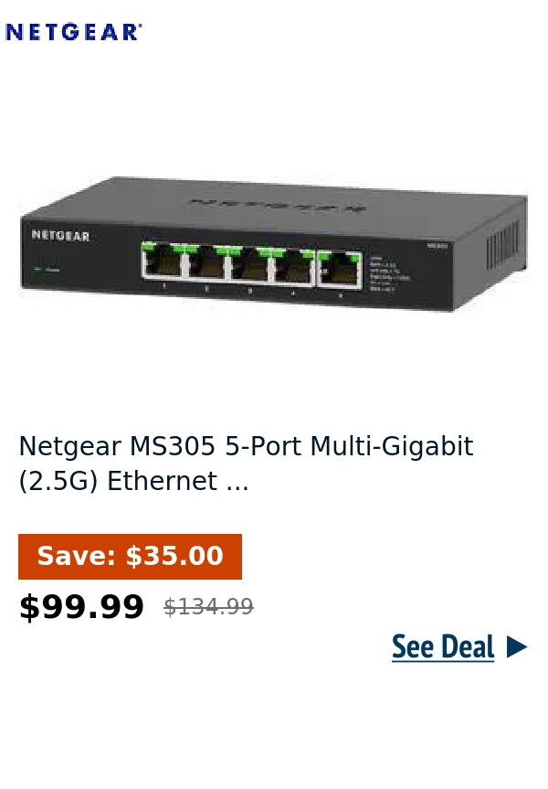 Netgear MS305 5-Port Multi-Gigabit (2.5G) Ethernet ...