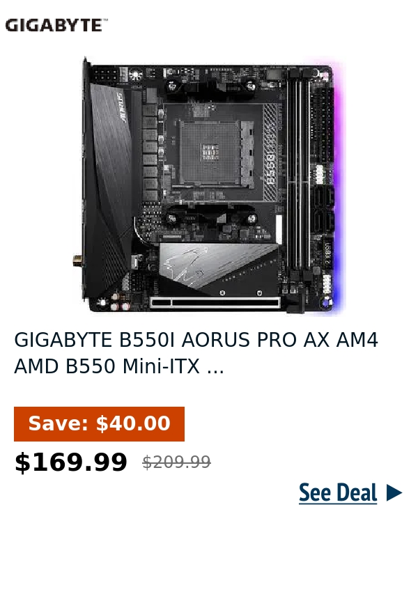 GIGABYTE B550I AORUS PRO AX AM4 AMD B550 Mini-ITX ...