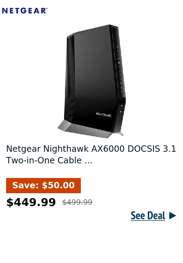 Netgear Nighthawk AX6000 DOCSIS 3.1 Two-in-One Cable ...