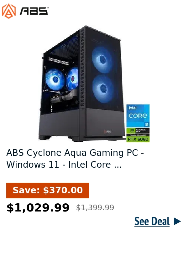 ABS Cyclone Aqua Gaming PC - Windows 11 - Intel Core ...