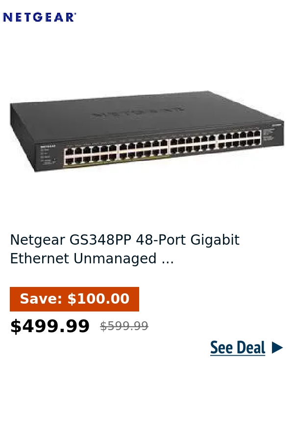 Netgear GS348PP 48-Port Gigabit Ethernet Unmanaged ...
