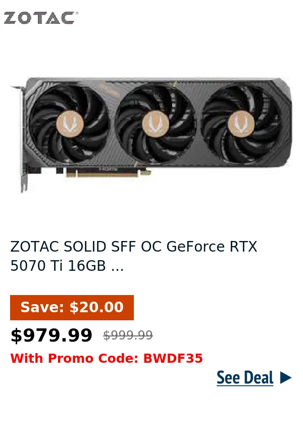 ZOTAC SOLID SFF OC GeForce RTX 5070 Ti 16GB ...
