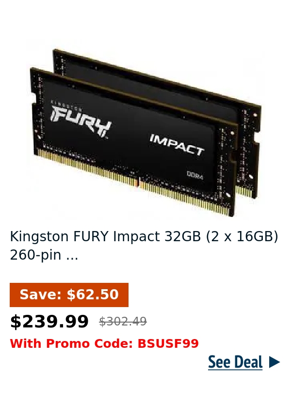 Kingston FURY Impact 32GB (2 x 16GB) 260-pin ...