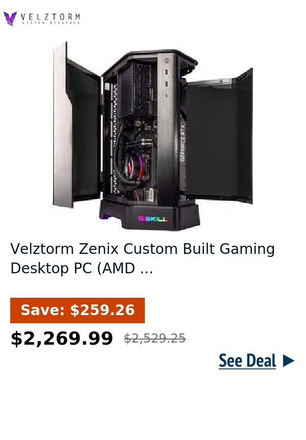 Velztorm Zenix Custom Built Gaming Desktop PC (AMD ...