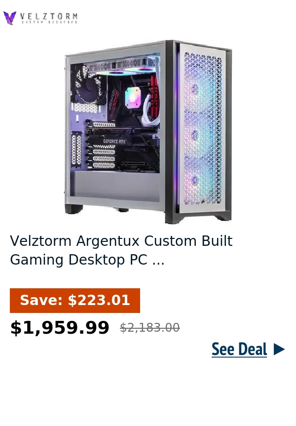 Velztorm Argentux Custom Built Gaming Desktop PC ...
