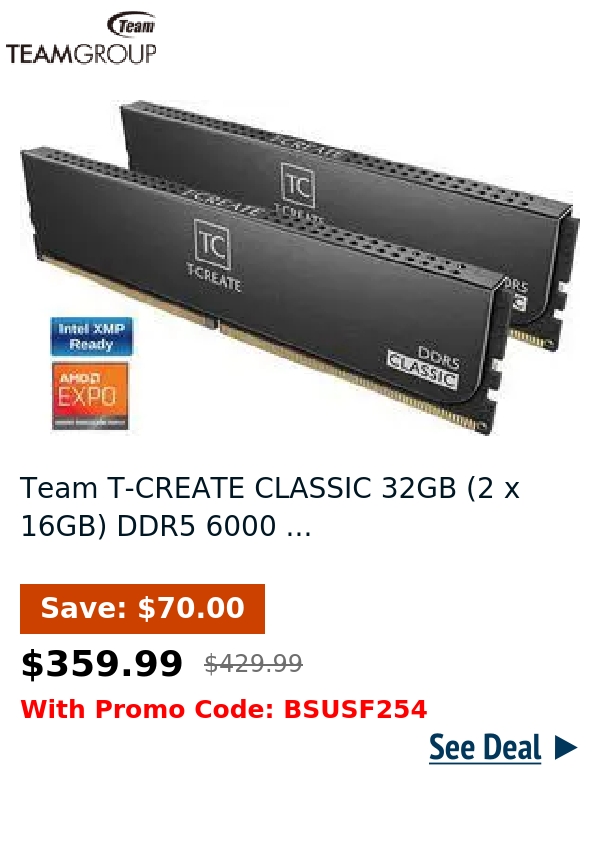 Team T-CREATE CLASSIC 32GB (2 x 16GB) DDR5 6000 ...