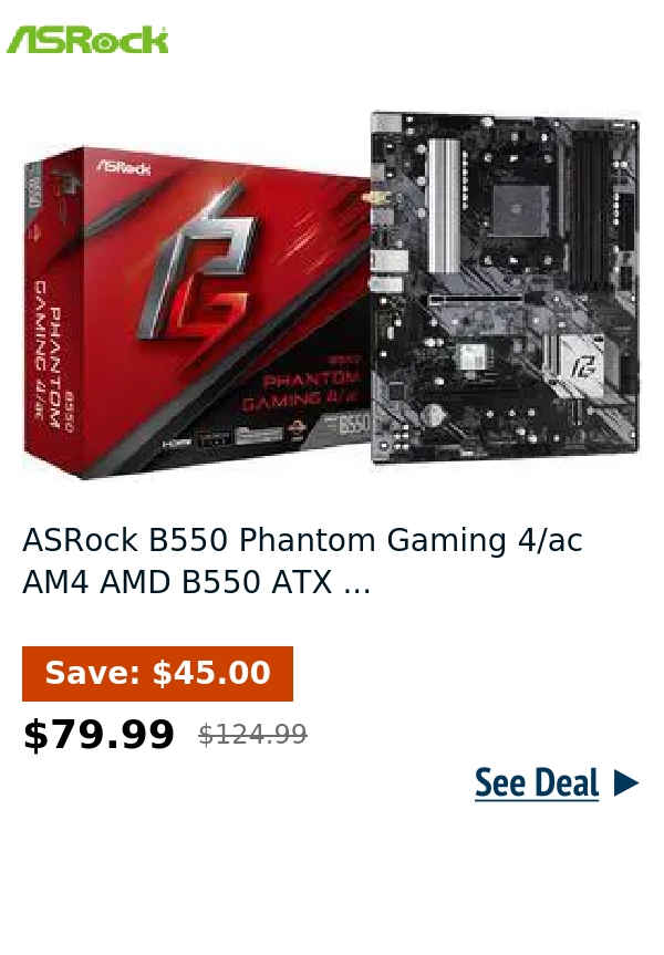 ASRock B550 Phantom Gaming 4/ac AM4 AMD B550 ATX ...