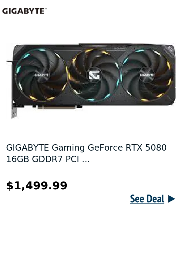 GIGABYTE Gaming GeForce RTX 5080 16GB GDDR7 PCI ...