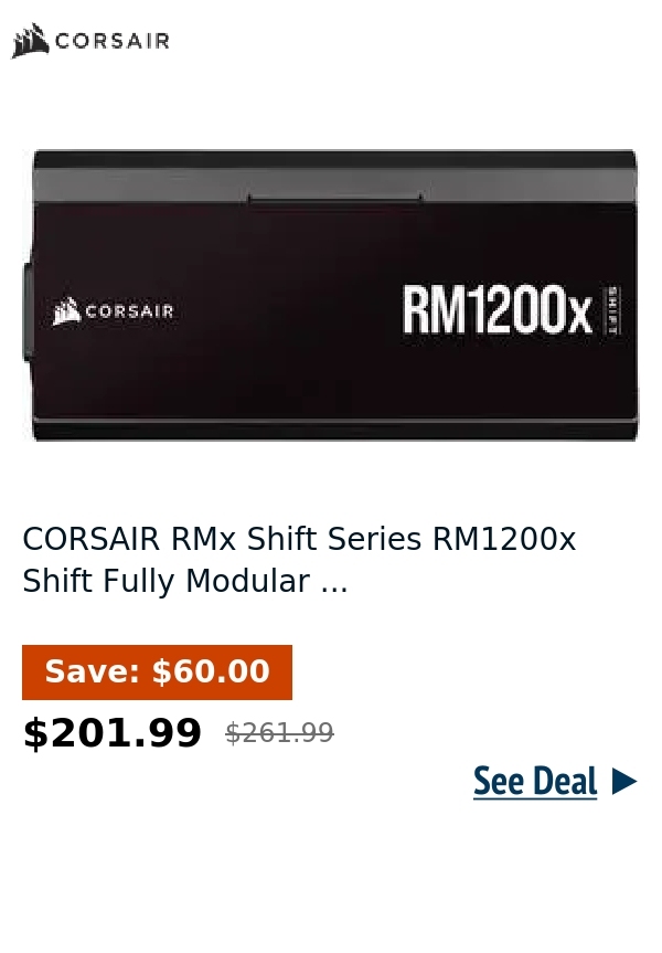 CORSAIR RMx Shift Series RM1200x Shift Fully Modular ...