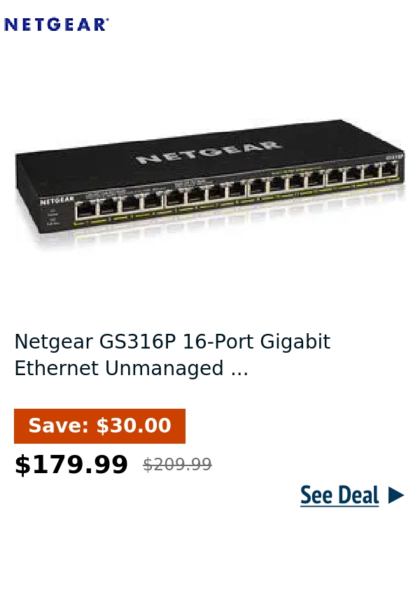 Netgear GS316P 16-Port Gigabit Ethernet Unmanaged ...