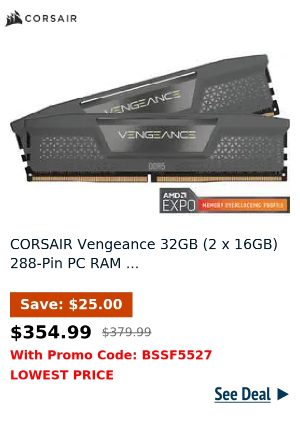 CORSAIR Vengeance 32GB (2 x 16GB) 288-Pin PC RAM ...