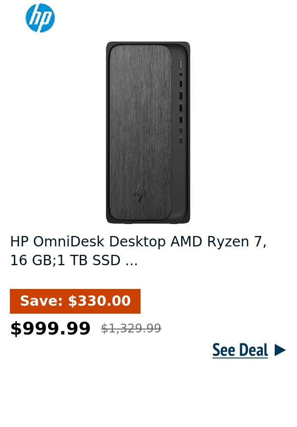 HP OmniDesk Desktop AMD Ryzen 7, 16 GB;1 TB SSD  ...
