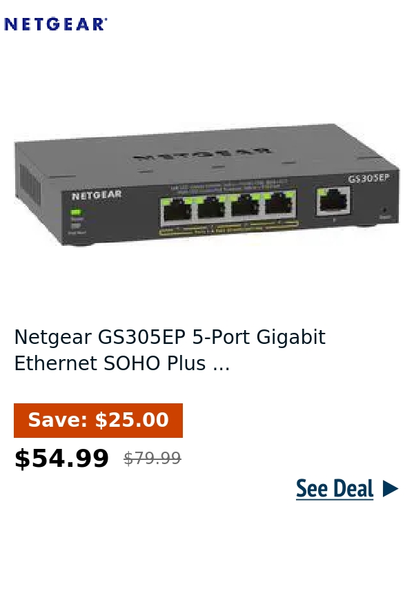 Netgear GS305EP 5-Port Gigabit Ethernet SOHO Plus ...