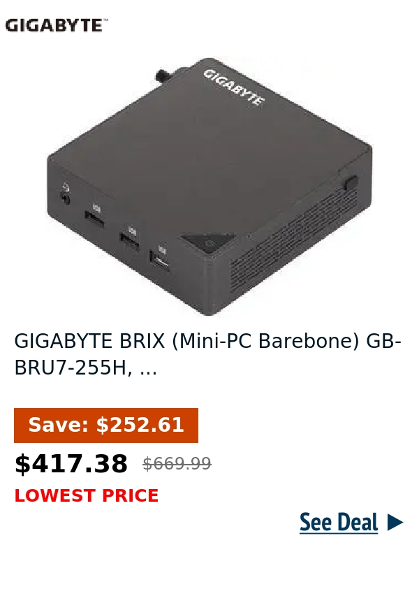 GIGABYTE  BRIX (Mini-PC Barebone) GB-BRU7-255H, ...