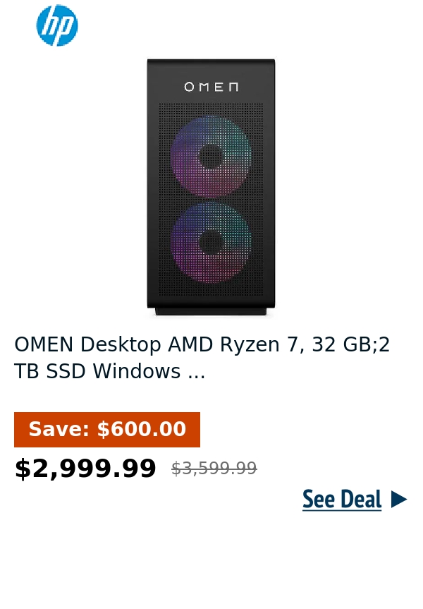 OMEN Desktop AMD Ryzen 7, 32 GB;2 TB SSD  Windows ...