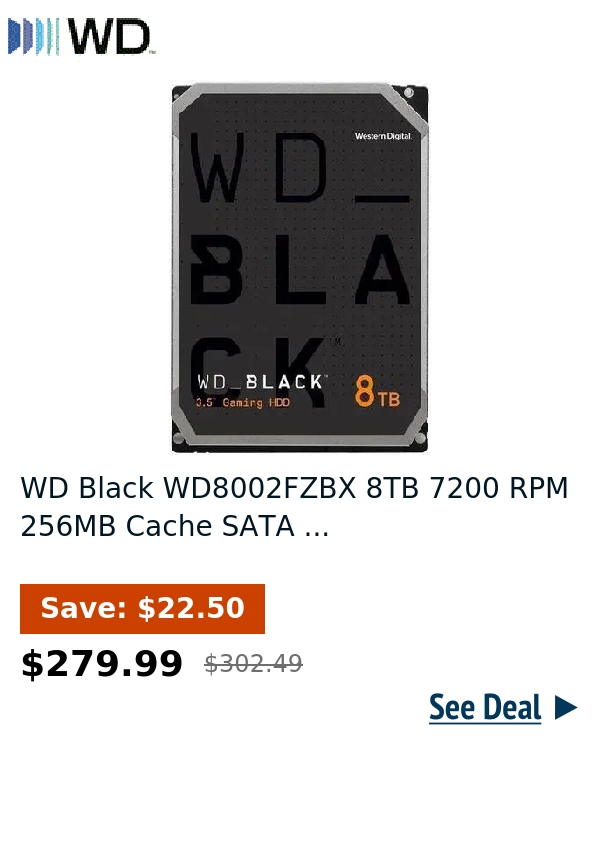 WD Black WD8002FZBX 8TB 7200 RPM 256MB Cache SATA ...