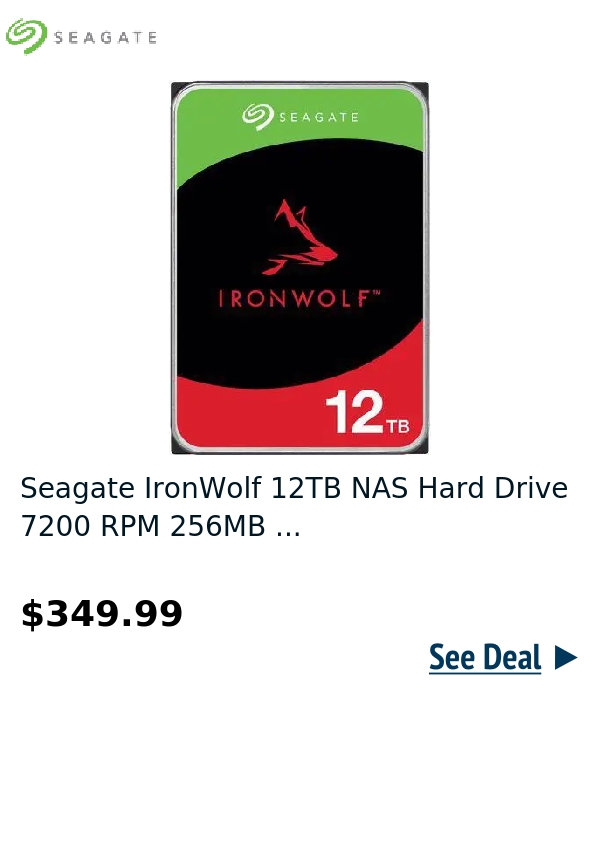 Seagate IronWolf 12TB NAS Hard Drive 7200 RPM 256MB ...
