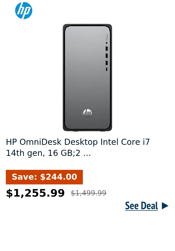 HP OmniDesk Desktop Intel Core i7 14th gen, 16 GB;2 ...