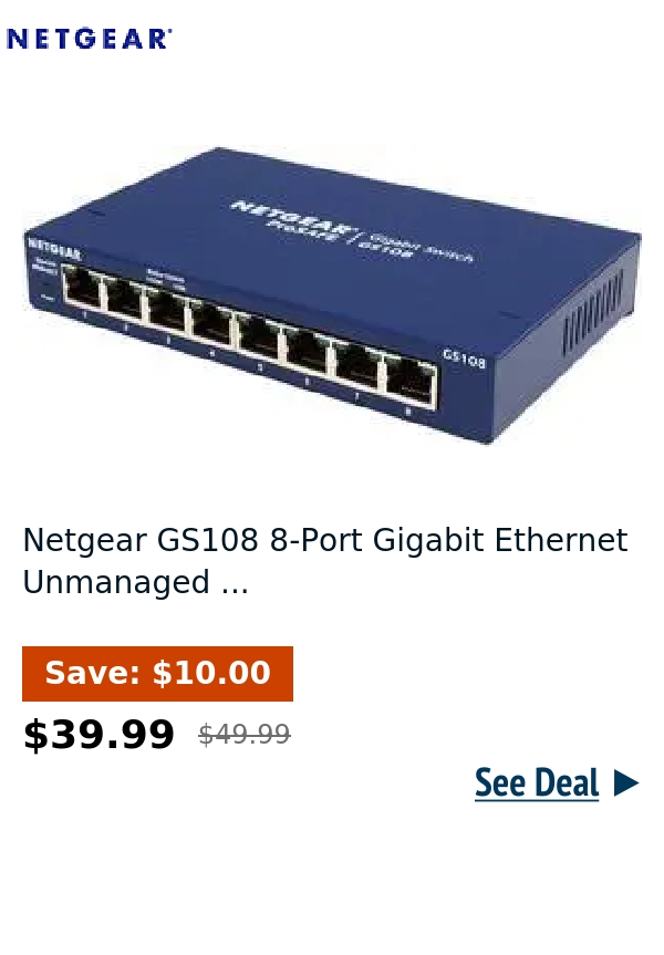 Netgear GS108 8-Port Gigabit Ethernet Unmanaged ...