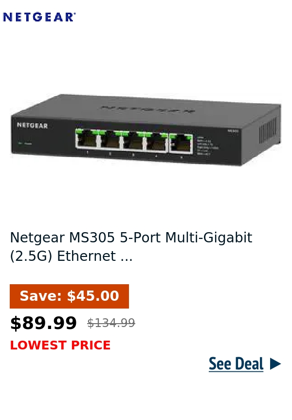 Netgear MS305 5-Port Multi-Gigabit (2.5G) Ethernet ...