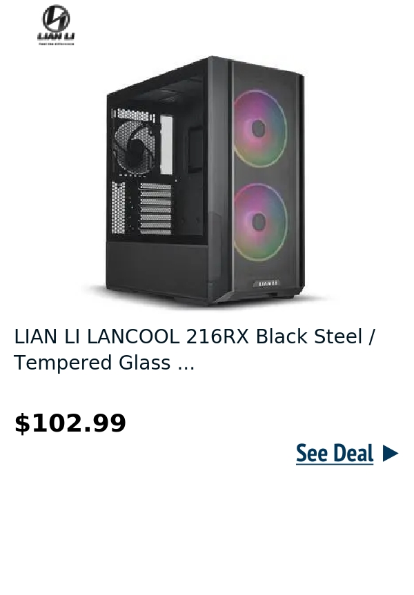 LIAN LI LANCOOL 216RX Black Steel / Tempered Glass ...