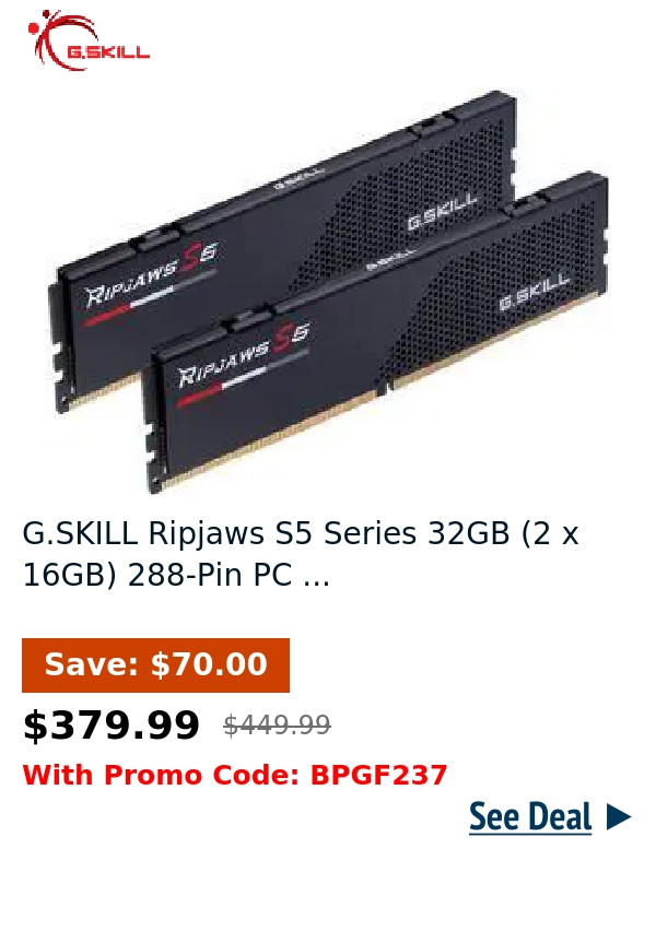 G.SKILL Ripjaws S5 Series 32GB (2 x 16GB) 288-Pin PC ...