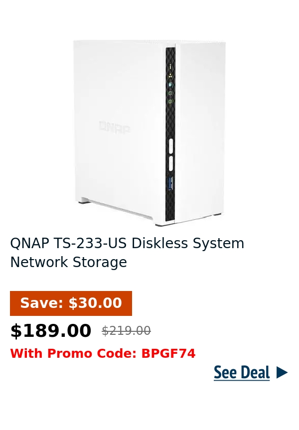 QNAP TS-233-US Diskless System Network Storage 