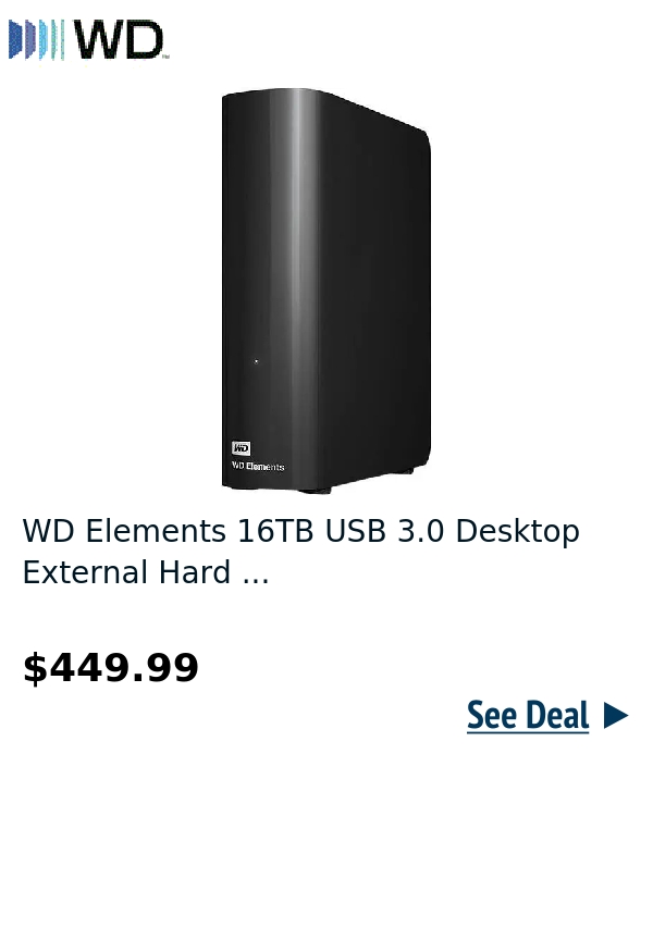 WD Elements 16TB USB 3.0 Desktop External Hard ...