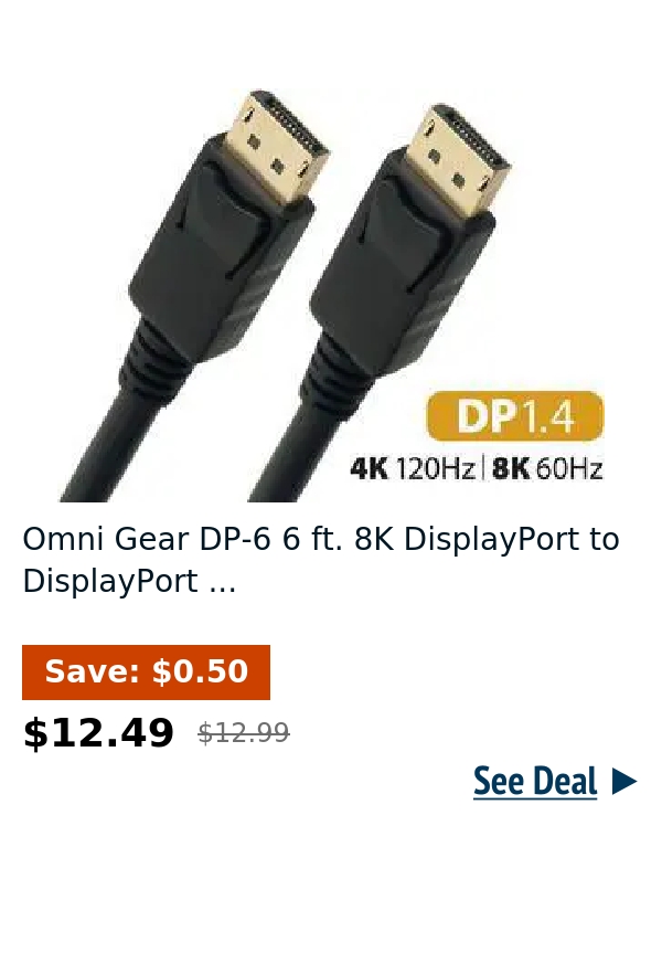 Omni Gear DP-6 6 ft. 8K DisplayPort to DisplayPort ...
