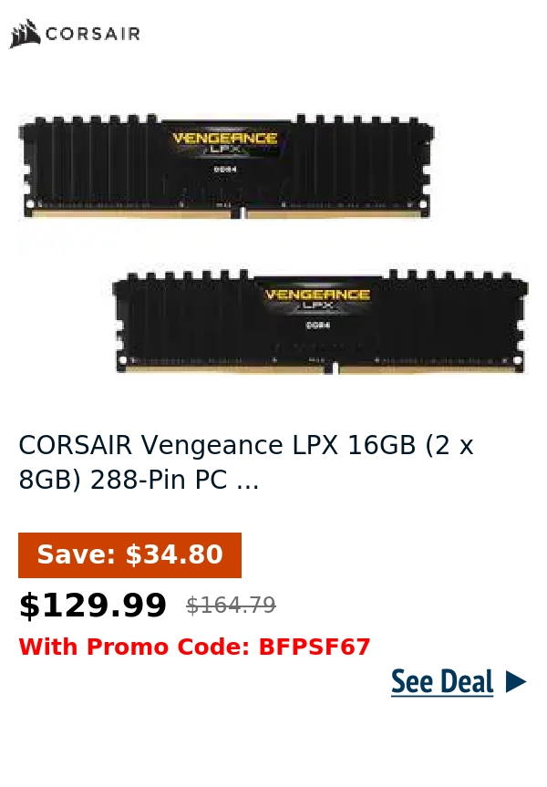 CORSAIR Vengeance LPX 16GB (2 x 8GB) 288-Pin PC ...